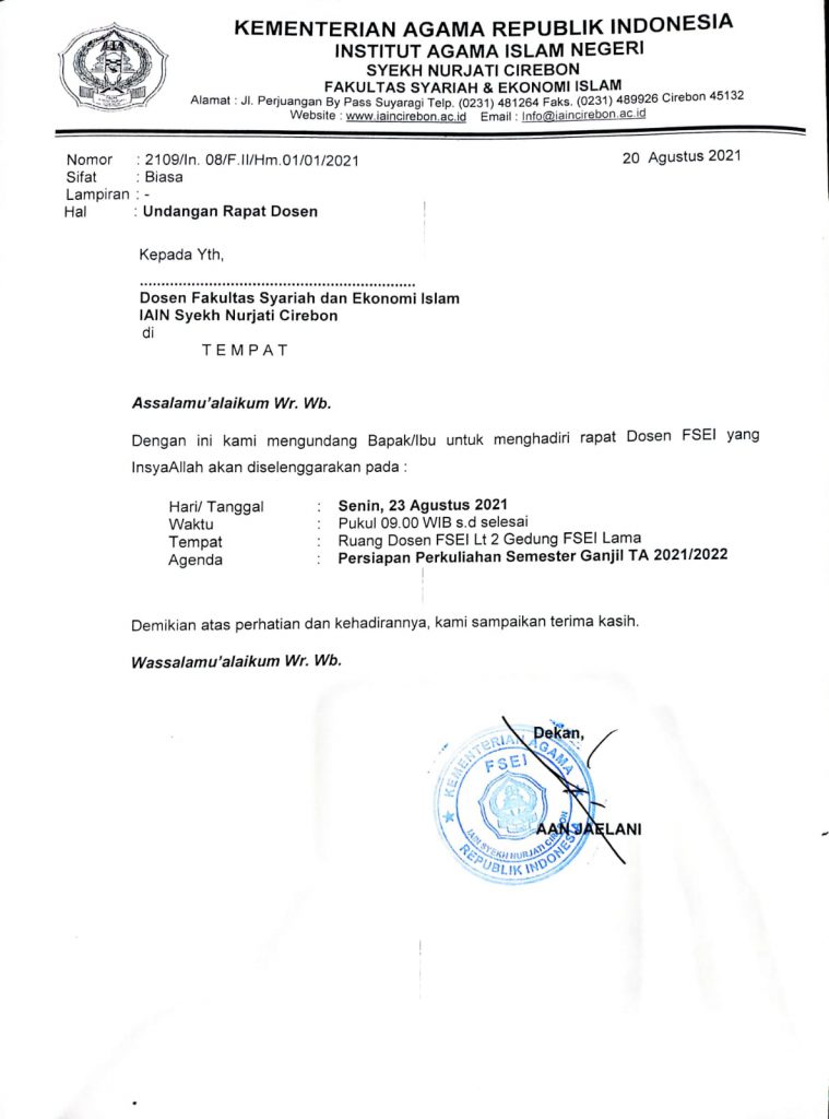 RAPAT DOSEN FAKULTAS SYARIAH DAN EKONOMI ISLAM