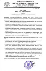 SURAT EDARAN REKTOR IAIN SYEKH NURJATI TENTANG PENEGAKKAN DISIPLIN PEGAWAI ASN