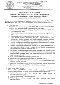 Pengumuman Beasiswa Program Kartu Indonesia Pintar (KIP) Kuliah Bagi Mahasiswa Baru Tahun Akademik 2020/2021