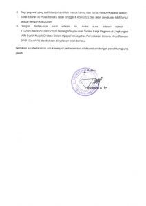SURAT EDARAN REKTOR TENTANG PELAKSANAAN TUGAS KEDINASAN DAN PENETAPAN JAM KERJA PADA BULAN RAMADHAN 1443H DI LINGKUNGAN IAIN SYEKH NURJATI CIREBON TAHUN 2022