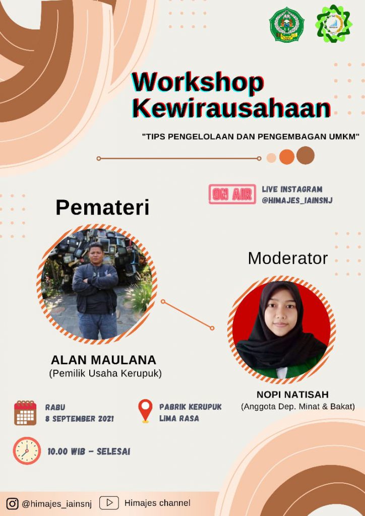 HIMAJES Fakultas Syariah dan Ekonomi Islam Mengadakan Workshop Kewirausahaan dengan Tema "Tips Pengelolaan dan Pengembangan UMKM"