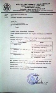 KETENTUAN PELAKSANAAN UJIAN AKHIR SEMESTER GANJIL TA 2020/ 2021 PADA FAKULTAS SYARIAH DAN EKONOMI ISLAM