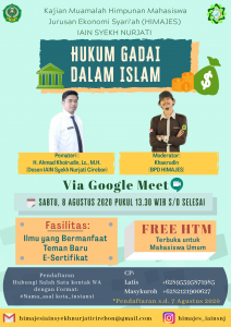HMJ EKONOMI SYARI'AH MENGGELAR KAJIAN MUAMALAH DENGAN TEMA "HUKUM GADAI DALAM ISLAM"
