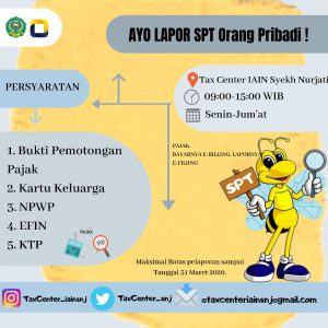 LAPOR SPT LEWAT TAX CENTER IAIN SYEKH NURJATI CIREBON DI GEDUNG SBSN LT. 1 FAKULTAS SYARI'AH DAN EKONOMI ISLAM