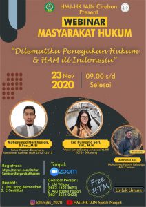 HMJ Hukum Keluarga FSEI Menggelar WEBINAR MASYARAKAT HUKUM "Dilematika Penegakan Hukum dan HAM di Indonesia"