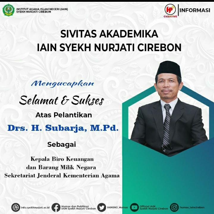 SELAMAT ATAS PELANTIKAN DRS. H. SUBARJA, M.PD SEBAGAI KEPALA BIRO KEUANGAN DAN BARANG MILIK NEGARA SEKRETARIAT JENDERAL KEMENTRIAN AGAMA RI