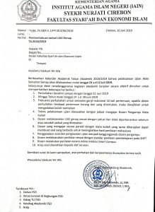 Pemberitahuan Jadwal UAS Genap Tahun 2018/2019 Fakultas Syari'ah dan Ekonomi Islam IAIN Syekh Nurjati Cirebon