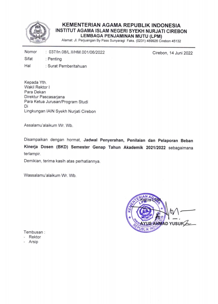 JADWAL BKD SEMESTER GENAP TA 2021-2022