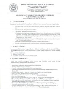 PENGUMUMAN REKRUITMENT BEASISWA BIDIKMISI TAHUN 2019
