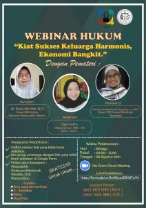 WEBINAR HUKUM HMJ Hukum Keluarga Fakultas Syariah dan Ekonomi ISlam "Kiat Sukses Keluarga Harmonis Ekonomi Bangkit"