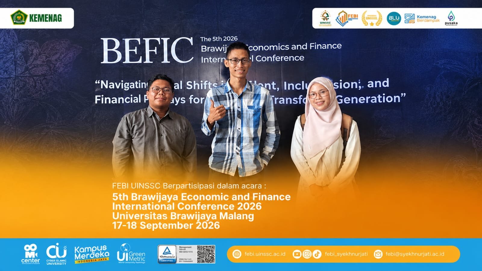 Mahasiswa FEBI UIN Siber Syekh Nurjati Cirebon Presentasikan Kajian Keuangan pada 5th Brawijaya Economic and Finance International Conference 2026