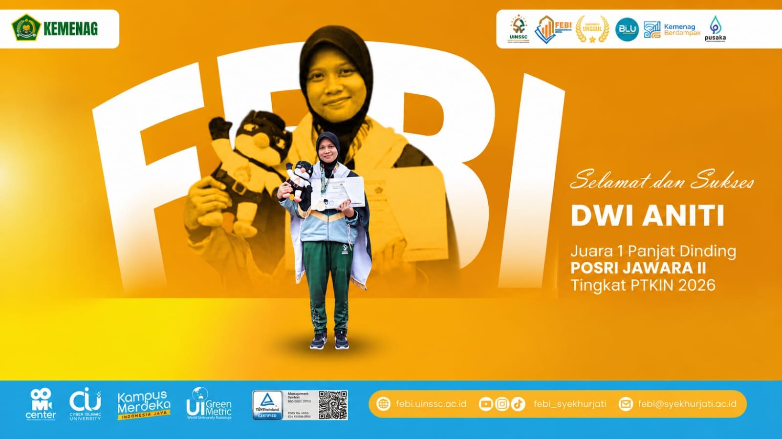 Mahasiswa Perbankan Syariah Raih Juara 1 Panjat Dinding PORSi JAWARA II 2026