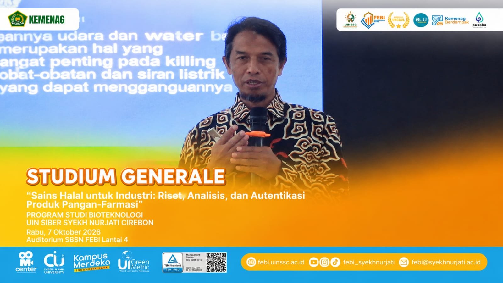 Program Studi Bioteknologi UIN Siber Syekh Nurjati Cirebon Gelar Studium Generale